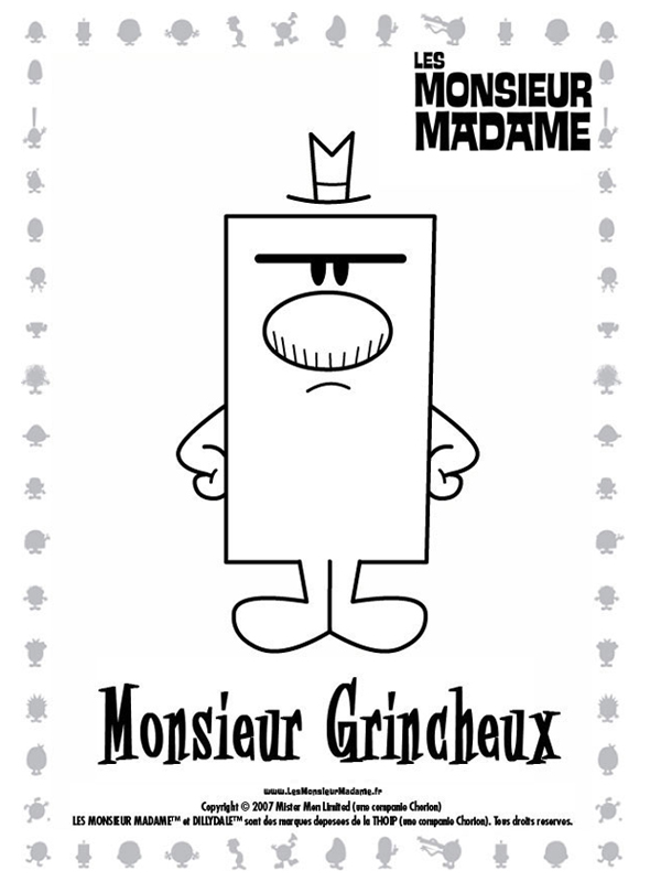 coloriage monsieur grincheux poings sur les hanches